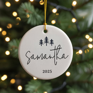 Custom Minimalist Christmas Tree Ornament for Her