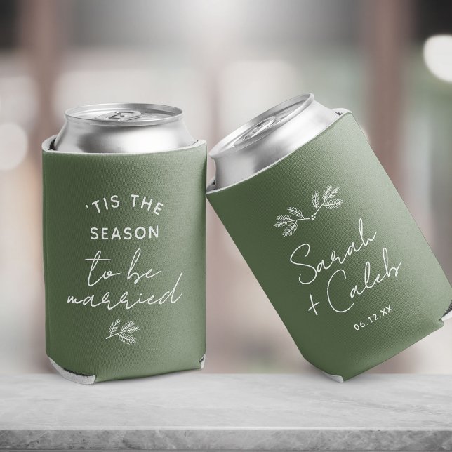 Custom Minimalist Christmas Wedding Guest Favour Can Cooler (Creator Uploaded)