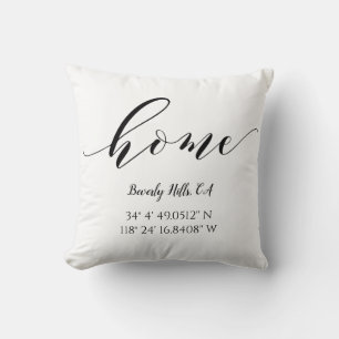 Custom Minimalist City State GPS Coordinates Cushion