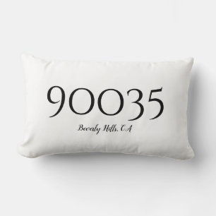 Custom Minimalist City State Zip Code Location Lumbar Cushion