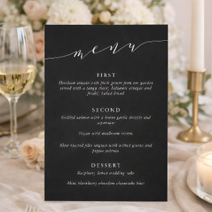 Custom Minimalist Classic Black Wedding Dinner Menu