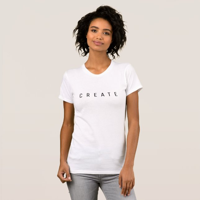 Custom Minimalist CREATE  Text White T-Shirt (Front Full)