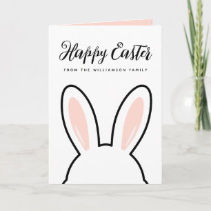 Custom Minimalist Cute Bunny Ears Happy Easter Card
