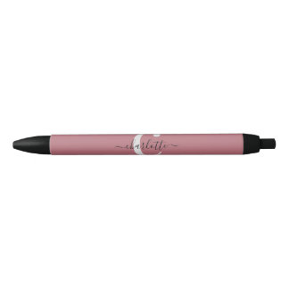 Custom Minimalist Dusty Pink Black Ink Pen