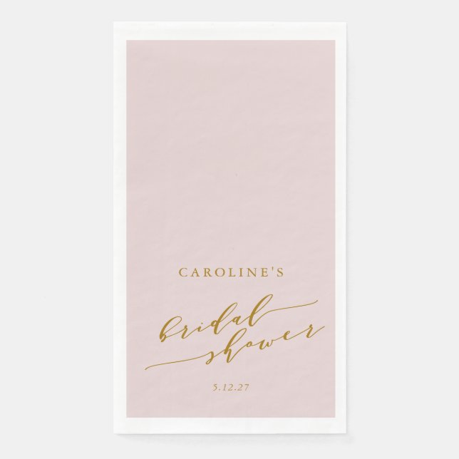 Custom Minimalist Elegant Pink Bridal Shower Napkin (Front)