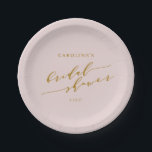 Custom Minimalist Elegant Pink Bridal Shower Paper Plate<br><div class="desc">Elevate your bridal shower dining experience with these Custom Minimalist Elegant Pink Bridal Shower Paper Plates. Featuring a soft pink background and modern, elegant typography, these plates combine practicality with style. Perfect for adding a chic and cohesive look to your event, they can be personalised to celebrate the bride-to-be. Ideal...</div>