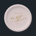 Custom Minimalist Elegant Pink Bridal Shower Paper Plate<br><div class="desc">Elevate your bridal shower dining experience with these Custom Minimalist Elegant Pink Bridal Shower Paper Plates. Featuring a soft pink background and modern, elegant typography, these plates combine practicality with style. Perfect for adding a chic and cohesive look to your event, they can be personalised to celebrate the bride-to-be. Ideal...</div>