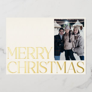 Custom Minimalist Elegant Two Photo Christmas Gold