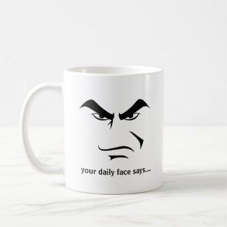 Custom Minimalist Expression Design Scowl Man Face Coffee Mug