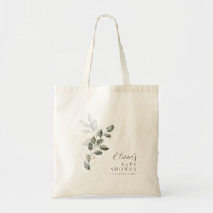 Custom Minimalist Gold Greenery Baby Shower Tote Bag