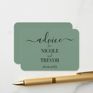 Custom Minimalist Green Wedding Advice Card
