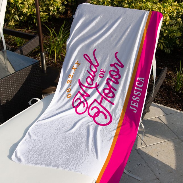 Custom Minimalist Maid of Honour Beach Towel (Creator Uploaded)