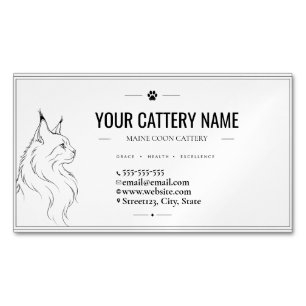 Custom Minimalist Maine Coon Cattery  Magnetic Business Card