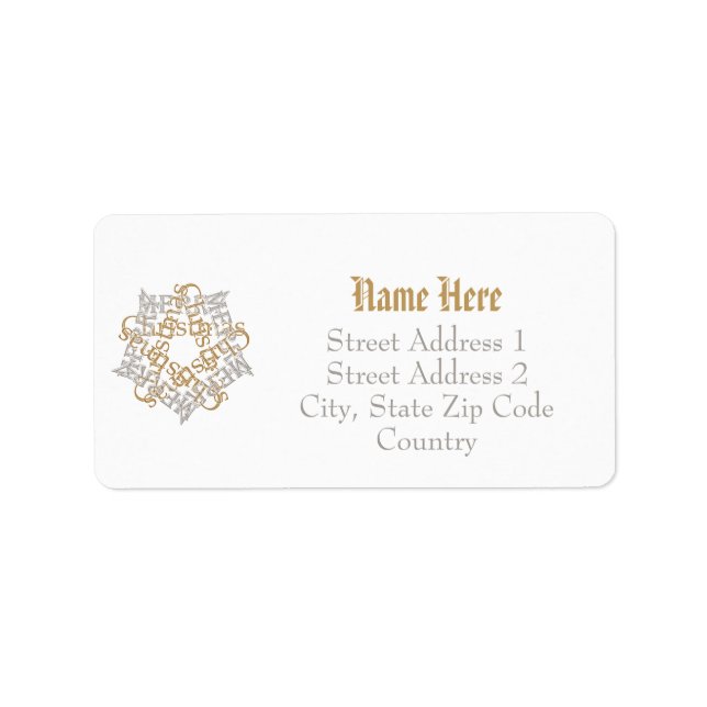 Custom Minimalist Merry Christmas Star Silver Gold Label (Front)