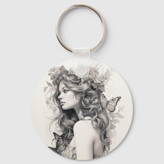 Custom Minimalist Modern Chic Personalised photo Key Ring (Front)