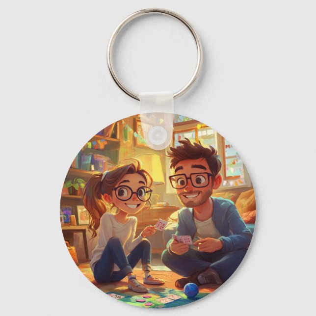 Custom Minimalist Modern Chic Personalised photo Key Ring (Front)