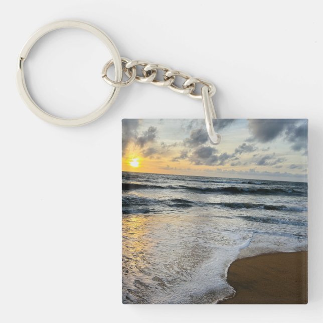 Custom Minimalist Modern Chic Personalised photo Key Ring (Front)