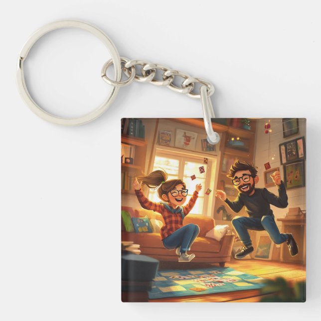 Custom Minimalist Modern Chic Personalised photo Key Ring (Front)