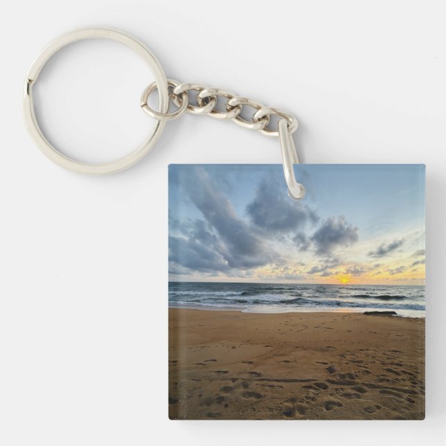 Custom Minimalist Modern Chic Personalised photo Key Ring (Front)
