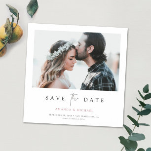 Custom Minimalist Modern Photo Save the Date Magnetic Invitation
