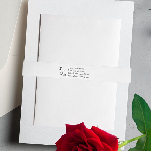 Custom Minimalist Monogram White Wedding Wrap Around Label (Minimalist Monogram Ampersand Custom White Wedding Wrap Around Label)