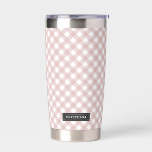 Custom Minimalist Muted Pink Shade Plaid Pattern Insulated Tumbler