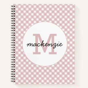 Custom Minimalist Muted Pink Shade Plaid Pattern Notebook