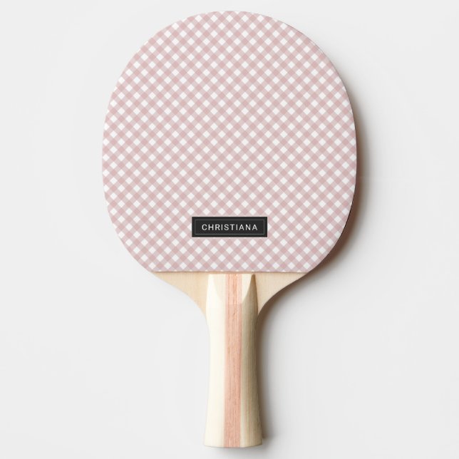 Custom Minimalist Muted Pink Shade Plaid Pattern Ping Pong Paddle (Front)