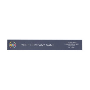 Custom Minimalist Navy Blue Business Logo Branded Wrap Around Label
