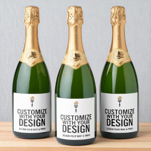 Custom Minimalist Personalised Company Branded  Sparkling Wine Label