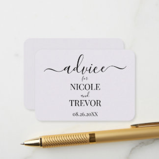 Custom Minimalist Personalised Wedding Advice Card