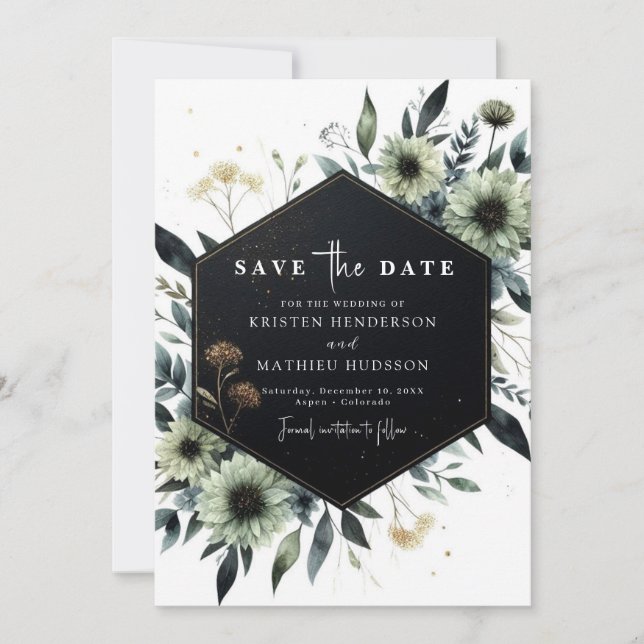 Custom Minimalist Romantic Sage Green Wedding Save The Date (Front)