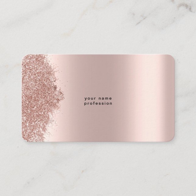 Custom Minimalist Rose Gold Glitter Business Card (Front)