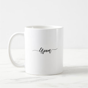 Custom Minimalist Script Groom Name Wedding Coffee Mug