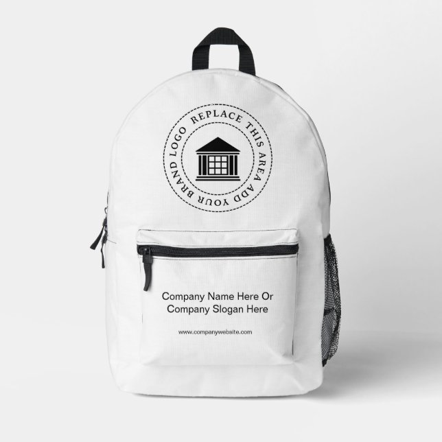 Custom Minimalist Simple Business Logo Promotional Printed Backpack (Front)