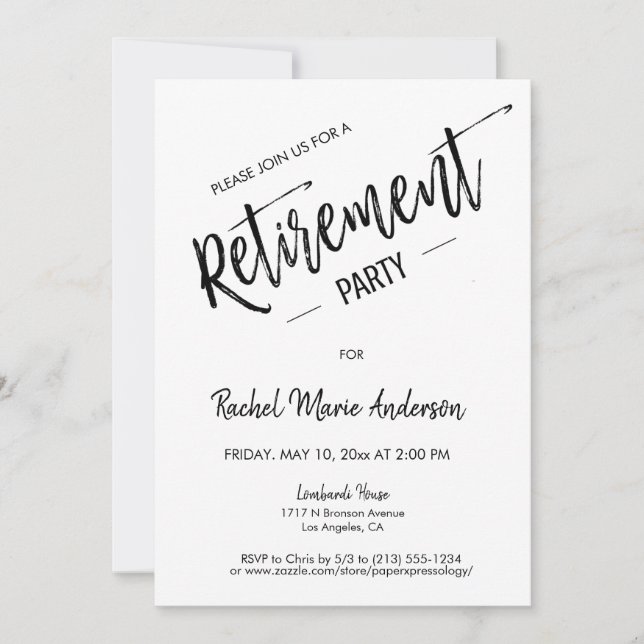 Custom Minimalist Simple Script Retirement Party Invitation (Front)
