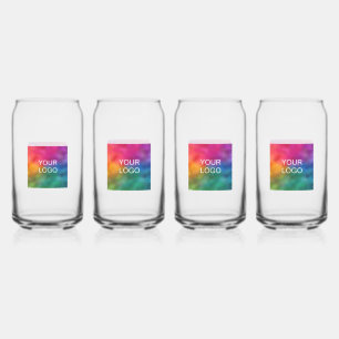 Custom Minimalist Template Business Logo Set of 4 Can Glass