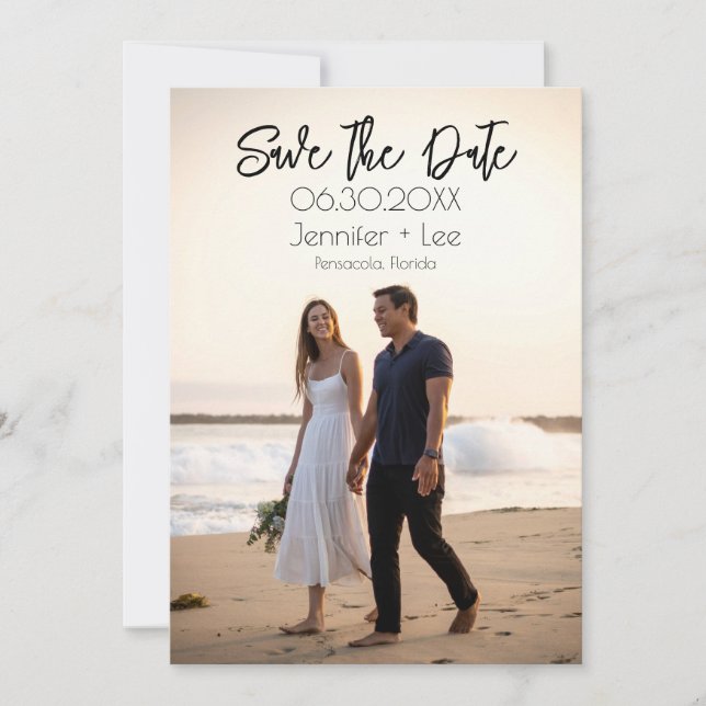 Custom Minimalist Wedding Photo Save the Date Invitation (Front)