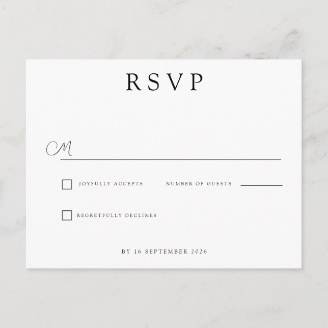 Custom Minimalist Wedding RSVP Announcement Postcard (Front)
