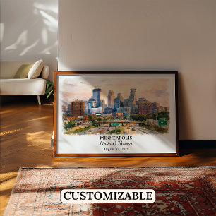 Custom Minneapolis Wall Art, Minnesota Poster