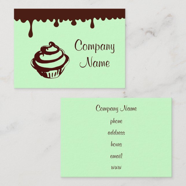 Custom Mint Chocolate Cupcake Business Cards (Front/Back)