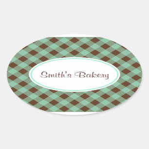 Custom Mint Chocolate Gingham Stickers