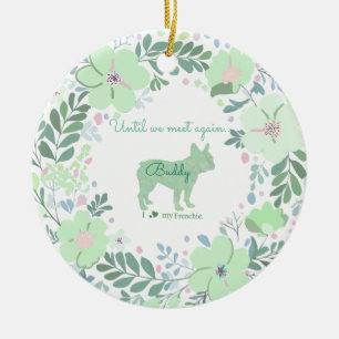 Custom Mint Green French Bulldog with Name & Photo Ceramic Tree Decoration
