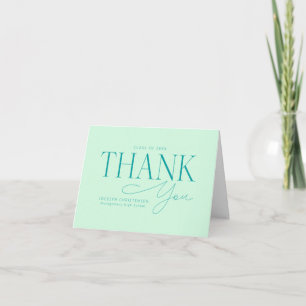 Custom Mint Green Photo Graduation Thank You Cards