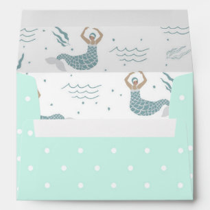 Custom Mint Mermaid Baby Shower Birthday Kids  Envelope