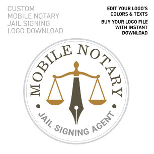 Custom Mobile Notary Khaki Gold Logo Download Poster