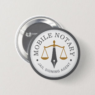 Custom Mobile Notary Legal Signing Grey Gold 6 Cm Round Badge