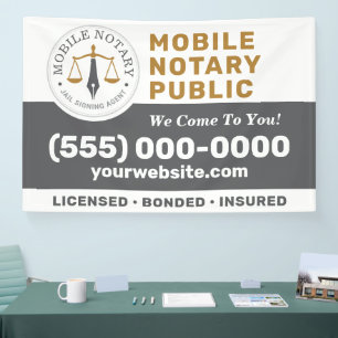 Custom Mobile Notary Legal Signing Grey Gold Banner