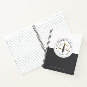 Custom Mobile Notary Legal Signing Grey Gold Notebook