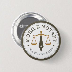 Custom Mobile Notary Legal Signing Khaki Gold 6 Cm Round Badge